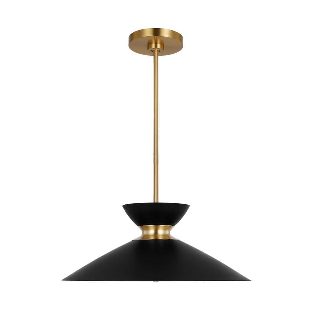 Generation Lighting Heath 1-Light Burnished Brass Modern Mid-Century Indoor  Dimmable Pendant with Midnight Black Steel Shade EP1231MBKBBS - The Home