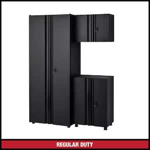 3-Piece Regular Duty Welded Steel Garage Storage System in Black