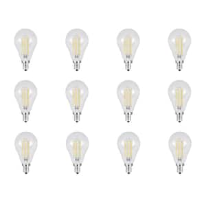 40-Watt Equivalent A15 Candelabra Dimmable Filament Clear Glass LED Ceiling Fan Light Bulb, Soft White (12-Pack)