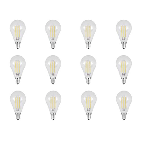 Feit Electric 40 Watt Equivalent A15 Candelabra Dimmable Filament Cec Clear Glass Led Ceiling Fan Light Bulb Soft White 12 Pack Bpa1540c 827 Led 2 6 The Home Depot