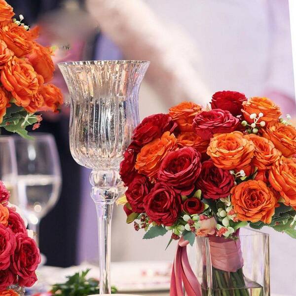 ブーケ セット オレンジ 11 in. Orange Indoor Artificial Peony Flowers Fake Silk Peony