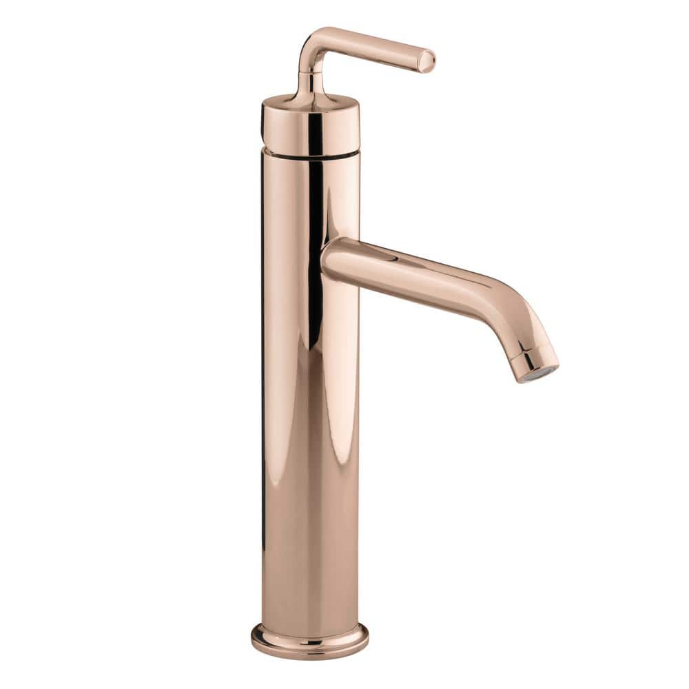KOHLER Purist Single-Handle Single-Hole Vessel Sink Faucet in Vibrant Rose Gold K-14404-4A-RGD ...