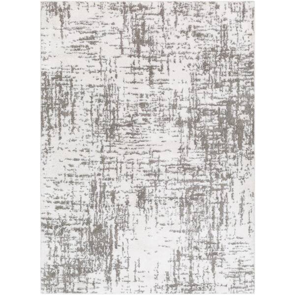 Livabliss Osaka Gray/White Abstract 7 ft. x 9 ft. Indoor Area Rug