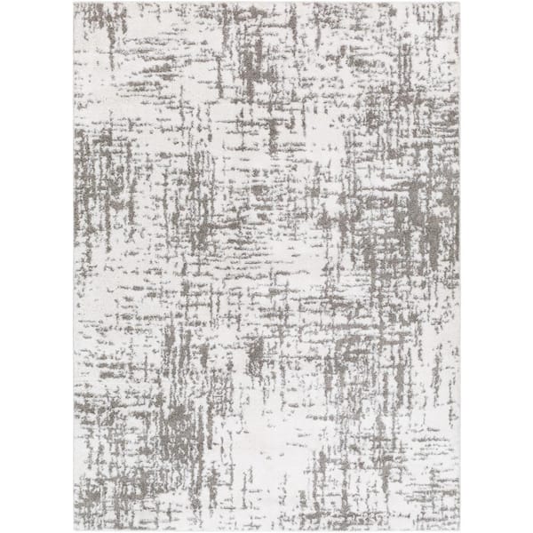 Livabliss Osaka Gray/White Abstract 8 ft. x 10 ft. Indoor Area Rug