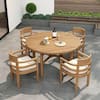 Unbranded 5-Piece Acacia Wood Outdoor Dining Set Patio Furniture with Beige Cushion for Backyard Deck Poolside Outdoor57-3