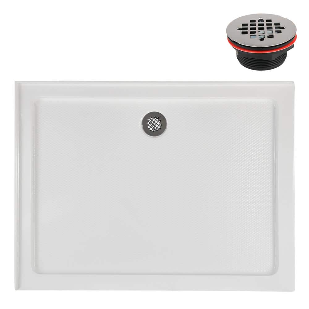 48'' White Acrylic Rectangular Corner Shower Base with Right Drain