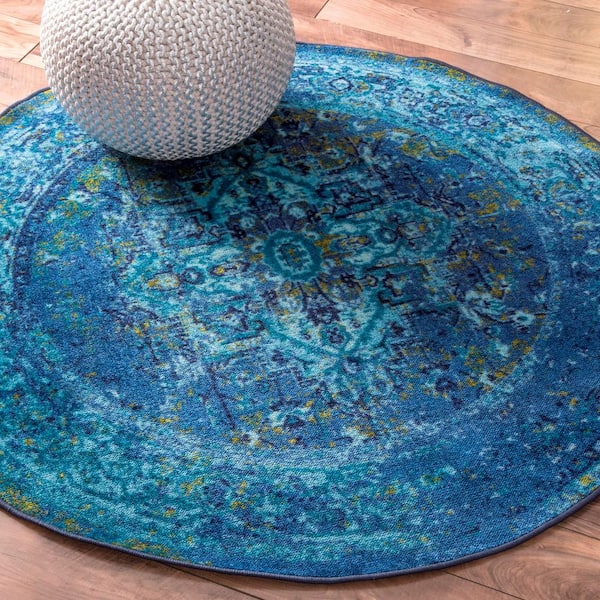 Reiko Vintage Persian Blue 5 ft. Round Rug