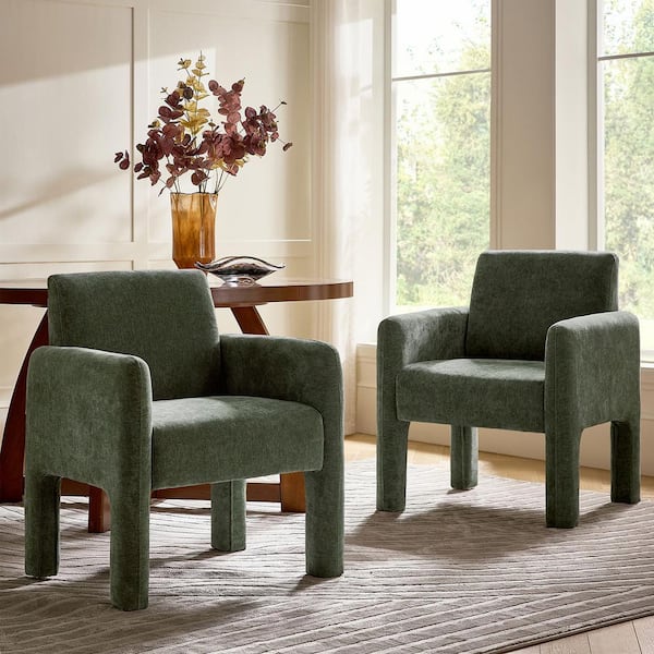 Novia Green Polyester Dining Chair with Wood Frame (Set of 2)