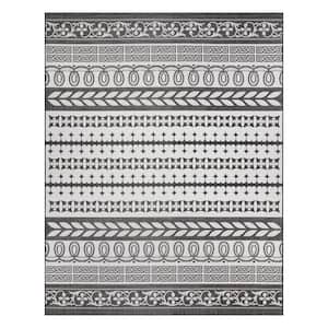 Paseo Burke Striped Black/White 8 ft. x 10 ft. Striped Indoor/Outdoor Area Rug