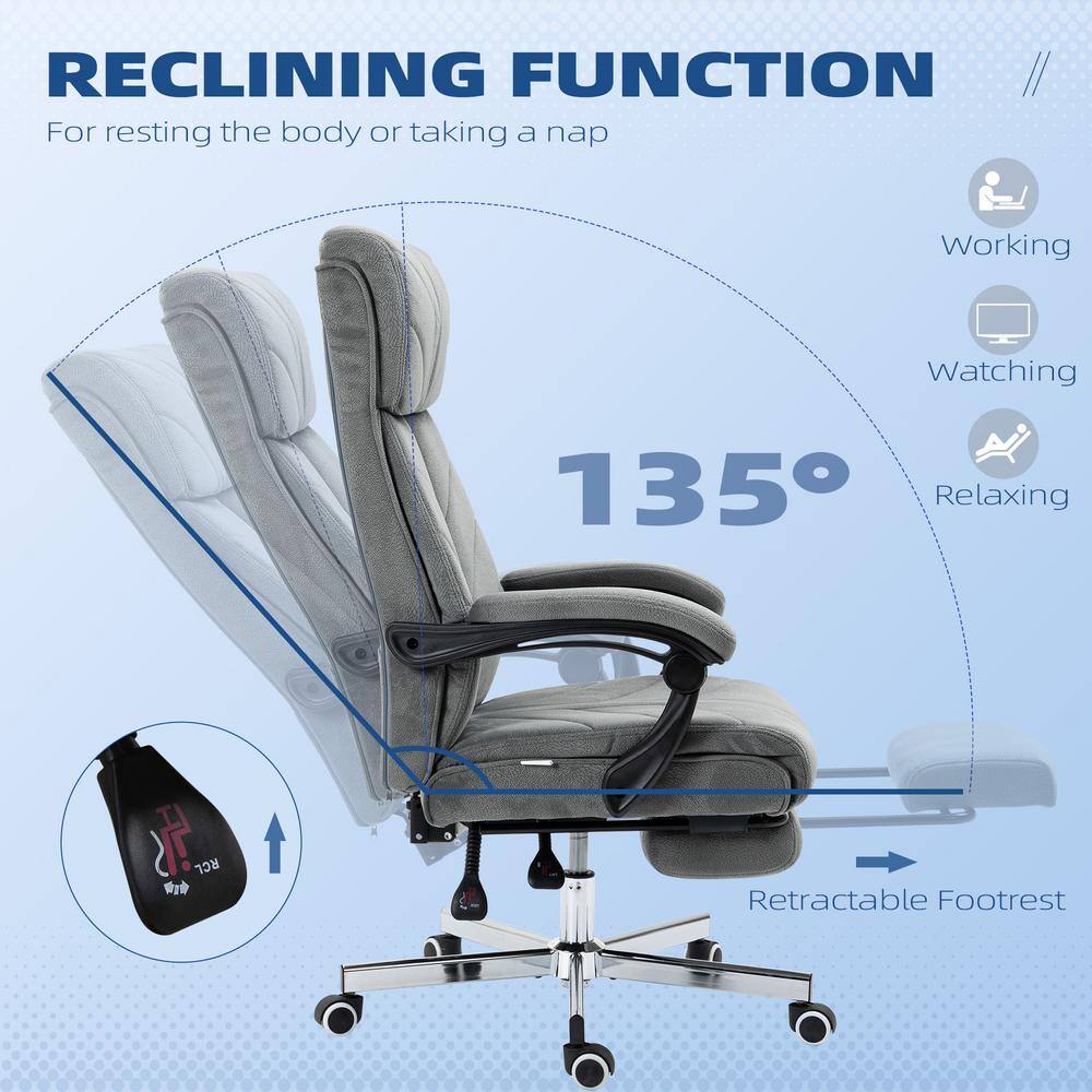 Executive High-Back Swivel Office Chair with Fixed Arms in Gray