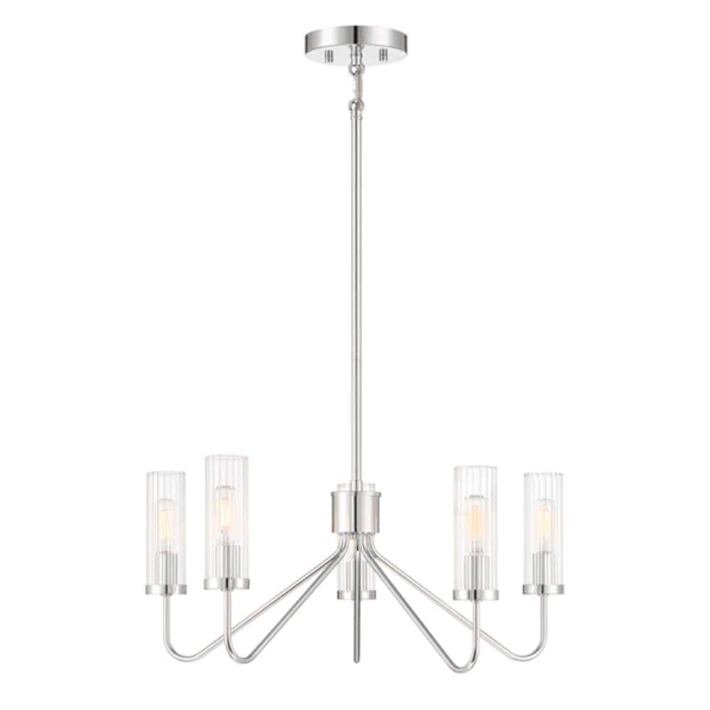 5-Light Chandelier In Chrome With Clear Ribbed Glass price history on PriceWatchPro