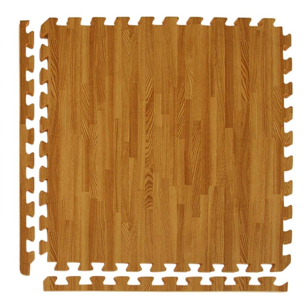 Greatmats Wood Grain Reversible, Faux Hardwood Floor Interlocking Foam Tiles