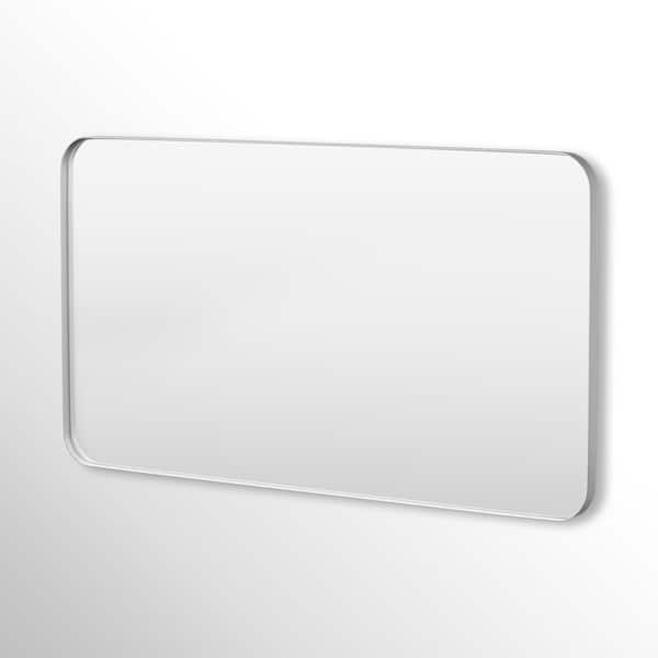 Hausvita 55 in. W x 30 in. H Rectangular Framed Tempered Glass Wall-Mounted Bathroom Vanity Mirror in Silver