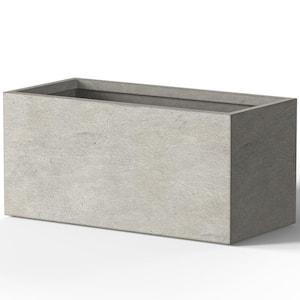 Modern 15 in. High Large Tall Elongated Square Light Gray Outdoor Cement Planter Plant Pots