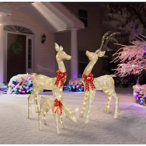 Set of 3 Deer Family with Warm White LED Lights