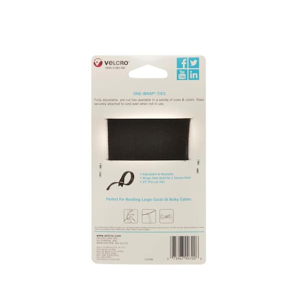 VELCRO 8 in. x 4.75 in. 2 ct 4/24 Mountable Cable Sleeves Black  VEL-30795-USA - The Home Depot