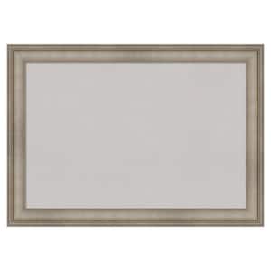 Mezzanine Antique Silver Narrow Wood Framed Grey Corkboard 41 in. x 29 in. Bulletin Board Memo Board