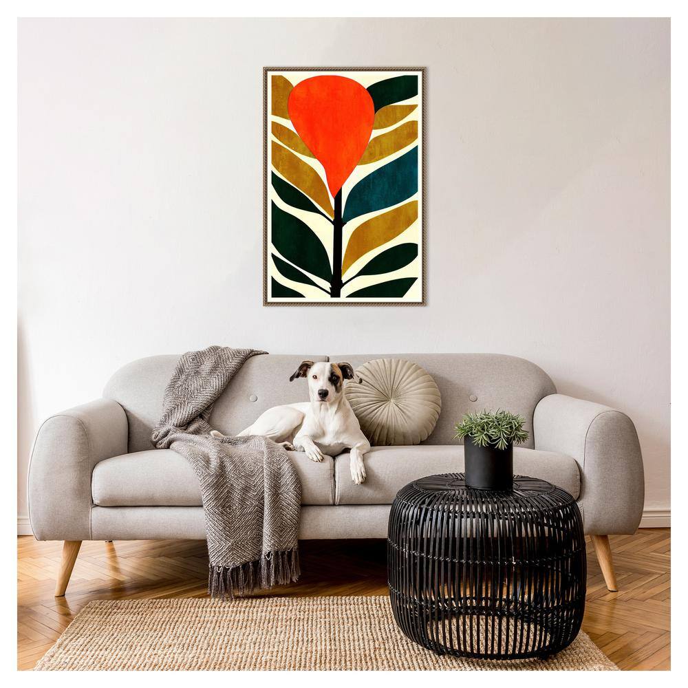 23"x33" Abstract Flower No.3 Canvas Wall Art with Bronze Frame