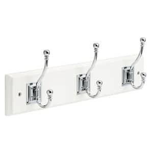 18 in. White and Chrome Architectural Hook Rack