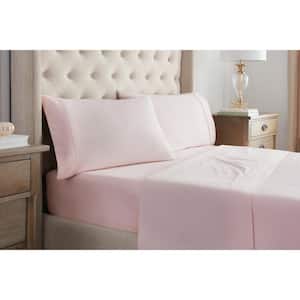 Sateen 4-Piece Pale Pink Solid Cotton King Sheet Set