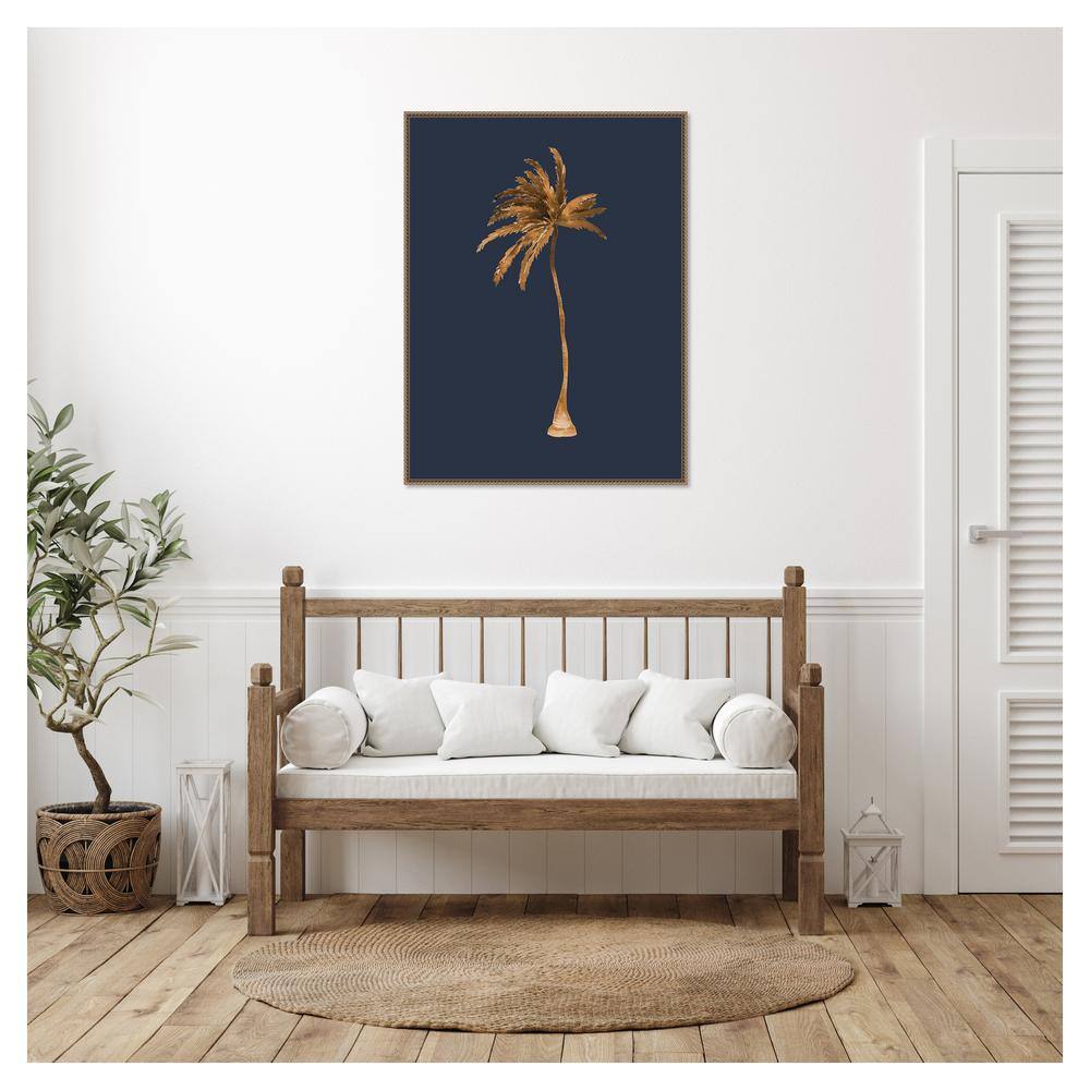 Golden Palm Beaded Bronze Framed Canvas Wall Art, 32" x 42"