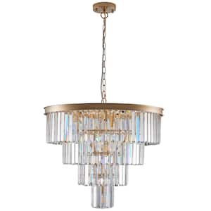 4-Tier 12-light Gold Crystal Chandelier for Living Room and Kitchen Island with No Bulbs Included
