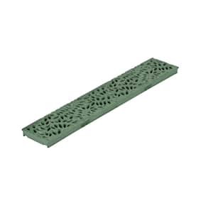 Spee-D Channel Drain Grate, 4-7/16 in. wide X 2 ft. long, Decorative Botanical Design, Green Plastic