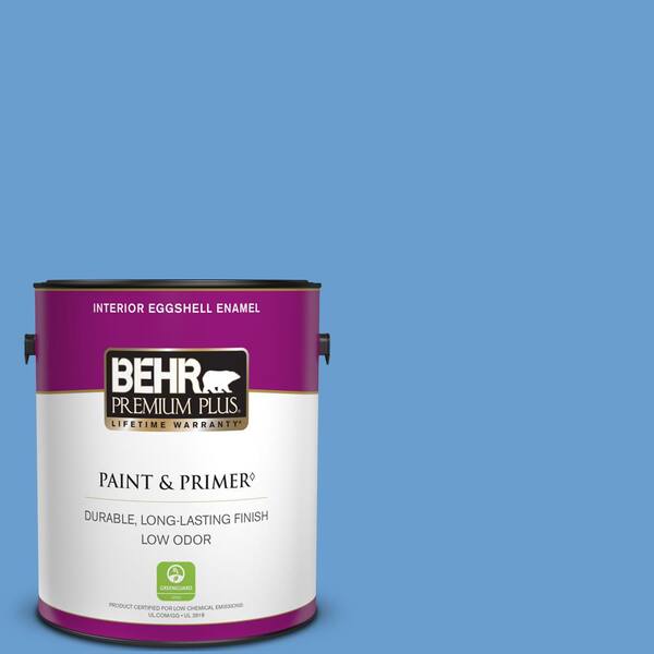 BEHR PREMIUM PLUS 1 gal. #570B-5 Gulf Stream Eggshell Enamel Low Odor Interior Paint & Primer