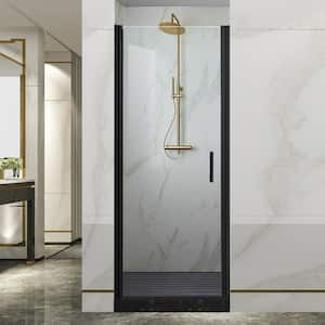 24-25.9 in. W x 72 in. H Matte Black Frameless Pivot Shower Door with 1/4 in. Thick Clear Tempered Glass