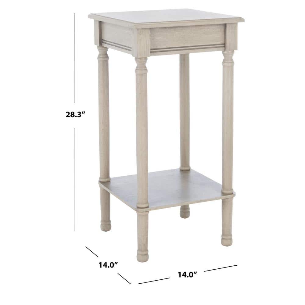 Elegant Greige 21" Square Wood & Metal Accent Table