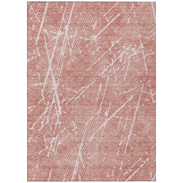 Blush, Ivory 10 ft. x 14 ft. Woven Abstract Polyester Rectangle Indoor/Outdoor Area Rug