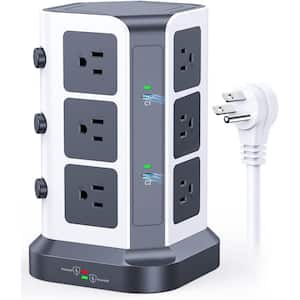 65-Watt PD Power Strip Tower Surge Protector, Desktop Charging Station with 12 AC Outlets/2 USB-C/3 USB-A Ports, Cord