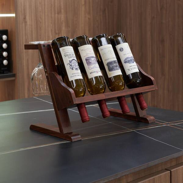 Mind Reader Wood Wine Holder and Glass Rack, Brown (PWGRACK-BRN)