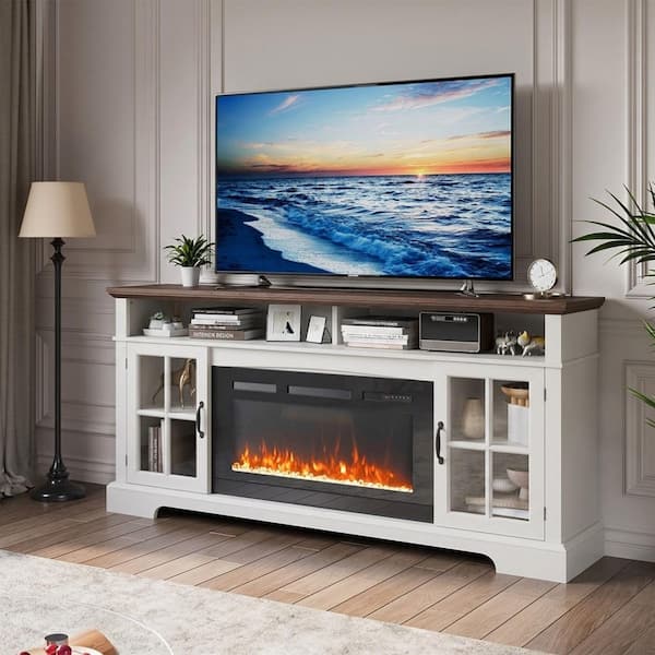 Sizzim 70 in. Freestanding Engineered Wood Electric Fireplace TV