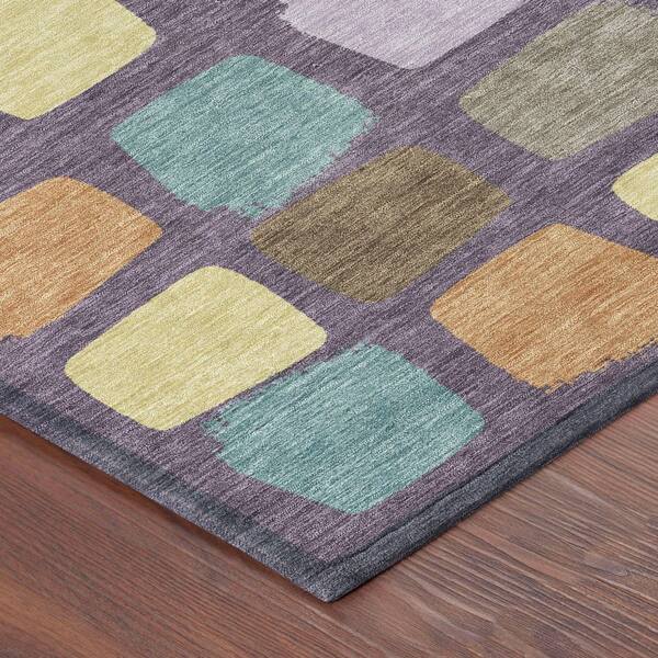 Chantille Machine Washable Indoor/Outdoor Abstract ACN2501 Purple 8 ft. x 8 ft. Round Rug