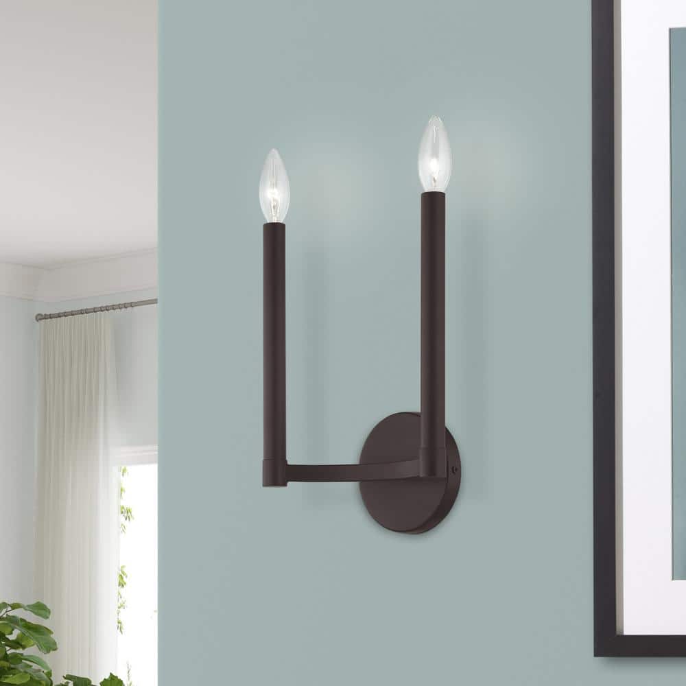 Bronze Double Candle 2-Light Wall Sconce