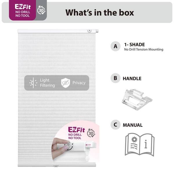 Perfect Lift Window Treatment EZ Fit No Drill No Tool White