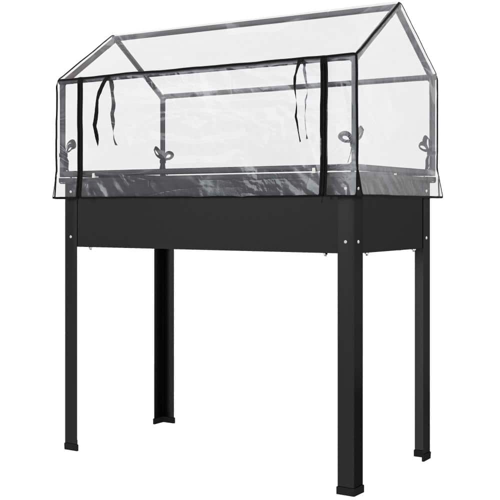 Elevated Garden Box with Greenhouse Cover, Raised Garden Bed with Legs and Drainage Hole for Vegetables, Black price history on PriceWatchPro