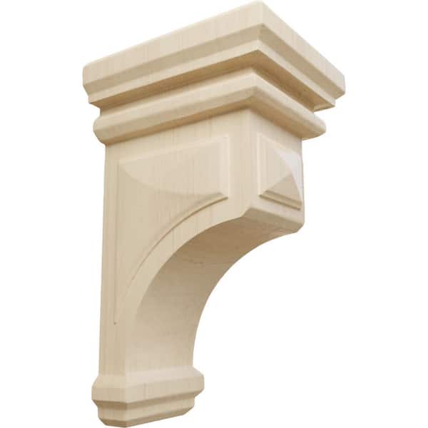 Ekena Millwork 4 in. x 8 in. x 4-3/4 in. Rubberwood Small Woodruff Wood Corbel