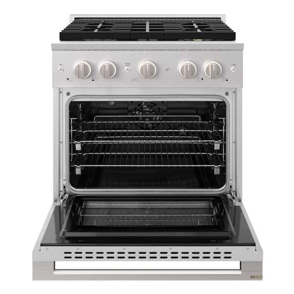 30 in. 4.2 cu. ft. Marino Dual Fuel Range with 4 Burner DuoPro Cooktop and Electric Oven in Satin Stainless Steel