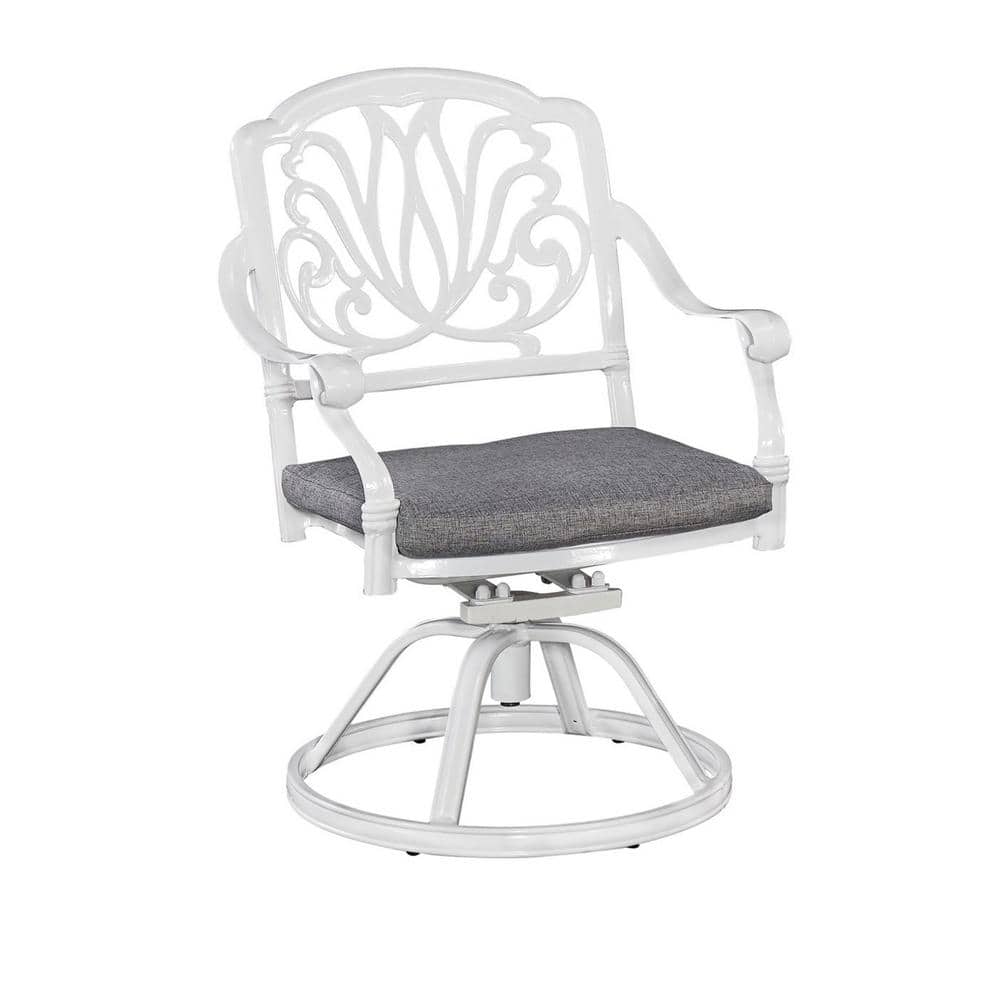 Rustic Refinement White Cast Aluminum Outdoor Chair with Cushions
