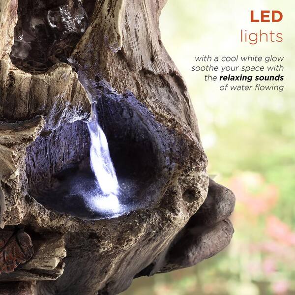 Alpine Corporation - 11 in. Tall Indoor Rainforest Tabletop Fountain with LED Lights
