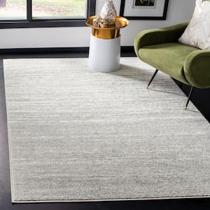 Adirondack Light Gray/Gray 5 ft. x 5 ft. Solid Color Striped Square Area Rug