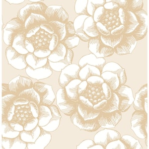 Fanciful Gold Floral Gold Wallpaper Sample