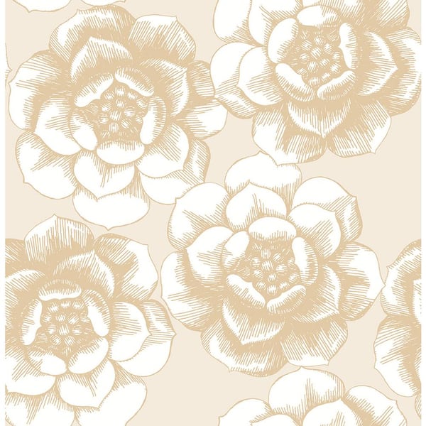 A-Street Prints Fanciful Gold Floral Gold Wallpaper Sample