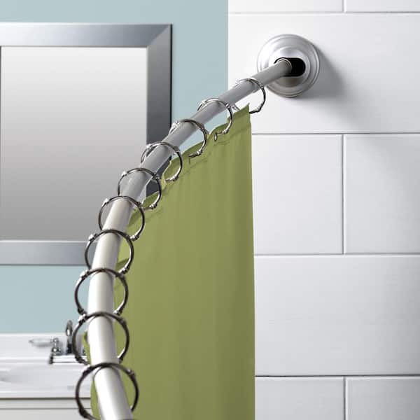 NeverRust 50 in. to 72 in. Aluminum Dual Mount Curved Shower Curtain Rod in Brushed Nickel