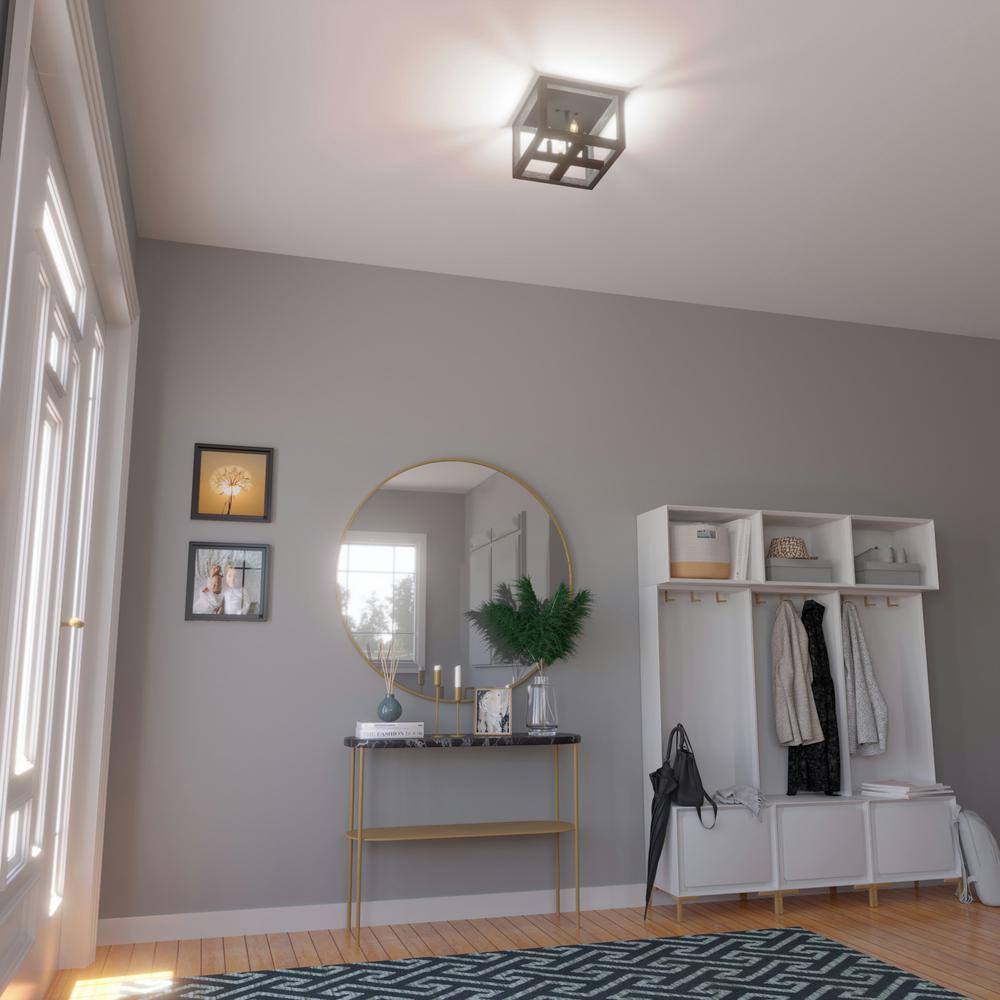 Squire Manor Matte Black 12'' Aluminum LED Flush Mount Ceiling Light