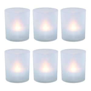 Flameless Votive Candles 2.25 in. Warm White Plastic Frosted Holders (6 Count)