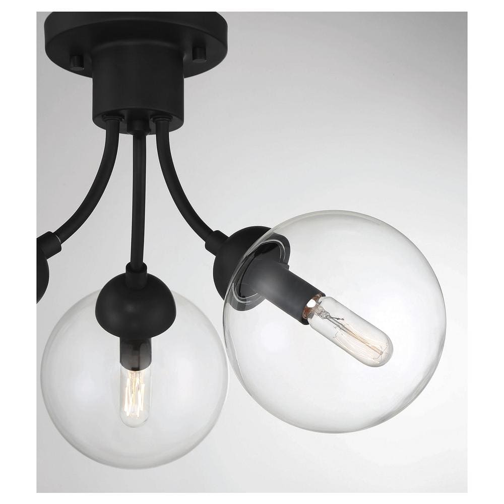 Eclipse Matte Black 3-Light Orb Chandelier with Adjustable Height