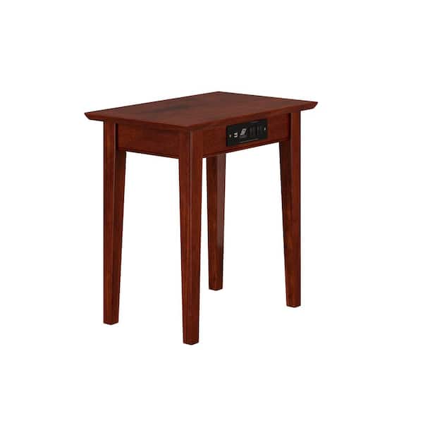 AFI Shaker Walnut Chair Side Table with Charging Station
